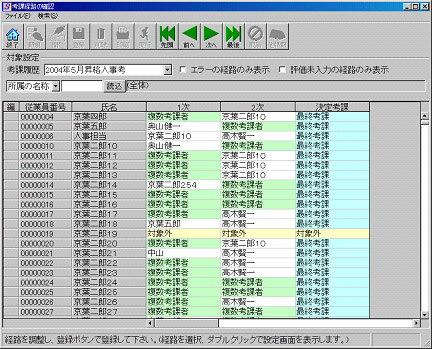 評価者の自動割り当て・調整画面